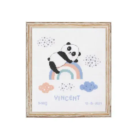 Bilde av best pris Broderipakke Bilde Glad panda Strikking, pynt, garn og strikkeoppskrifter