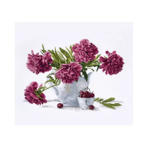 Bilde av best pris Broderipakke Bilde Rosa blomster Strikking, pynt, garn og strikkeoppskrifter