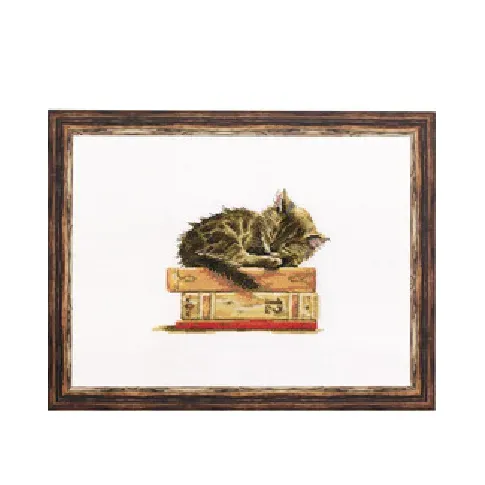 Bilde av best pris Broderipakke Bilde Sovende katt Strikking, pynt, garn og strikkeoppskrifter