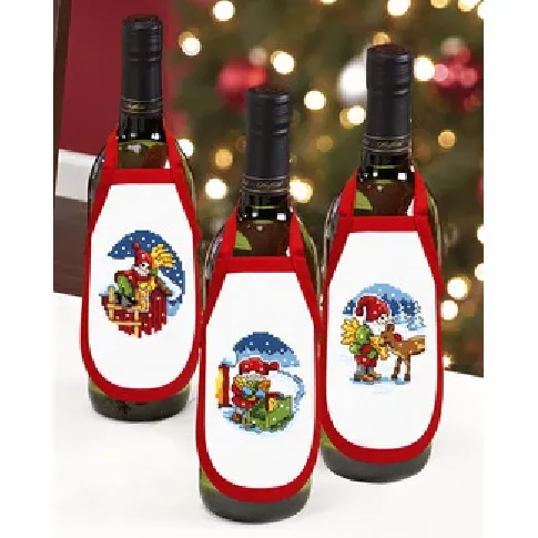 Bilde av best pris Broderipakke Flaskeforklær Juletider 3-pk Strikking, pynt, garn og strikkeoppskrifter