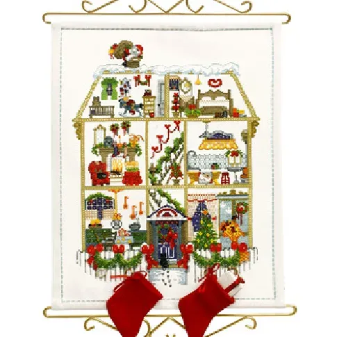 Bilde av best pris Broderipakke Kalender Julehuset Strikking, pynt, garn og strikkeoppskrifter