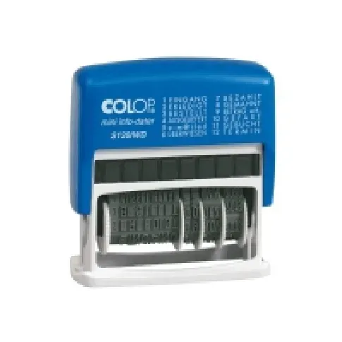 Bilde av best pris COLOP Mini-Dater S 120/WD - Stempel - selvfargende - 2-farget (blå, rød) - standardtekst, dato - 4 mm - blått håndtak Kontorartikler - Frimerker - Standard stempler
