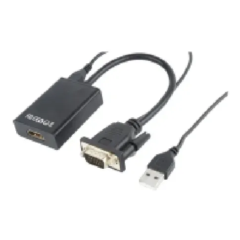 Bilde av best pris Cablexpert A-VGA-HDMI-01 - Video/lyd-adaptersett - svart - 1080p-støtte, aktivt brikkesett PC tilbehør - Kabler og adaptere - Adaptere