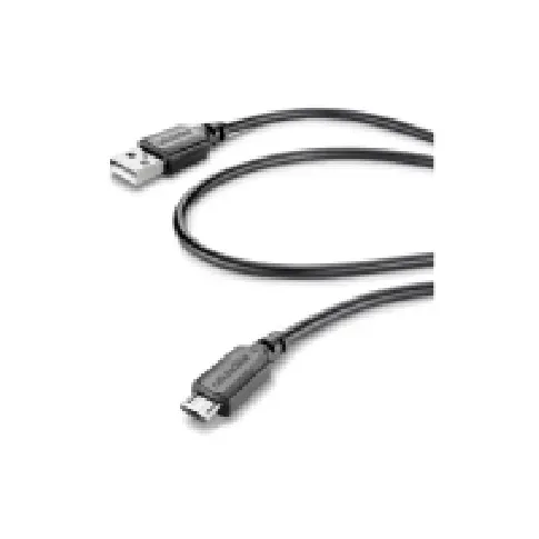 Bilde av best pris Cellularline Micro-USB - USB A 1m M/M, 1,15 m, USB A, Micro-USB B, USB 2.0, Hankjønn/hankjønn, Sort PC tilbehør - Kabler og adaptere - Datakabler