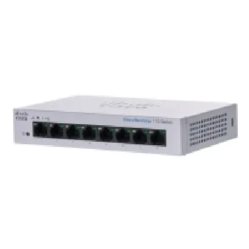 Bilde av best pris Cisco Business 110 Series 110-8T-D - Switch - ikke administreret - 8 x 10/100/1000 - desktop, væg-monterbar - DC strøm PC tilbehør - Nettverk - Switcher