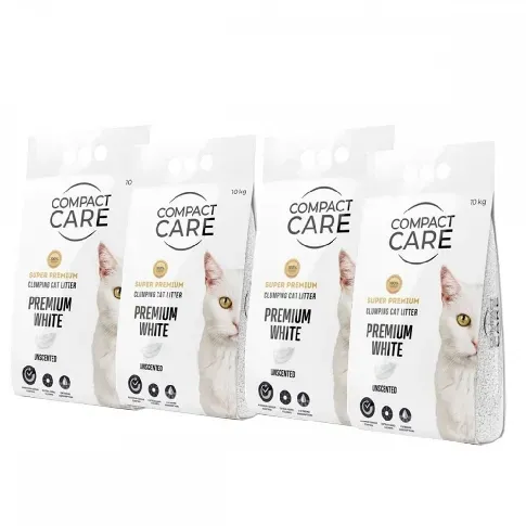 Bilde av best pris Compact Care Premium White Unscented 4 x 10kg Katt - Kattesand