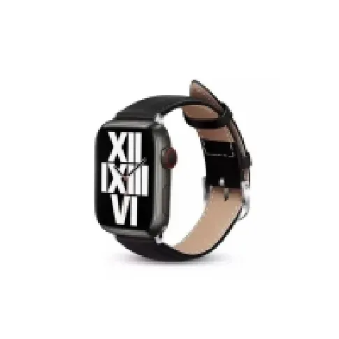 Bilde av best pris Crong Noble Band - Apple Watch ekte skinnbånd 42/44/45/49 mm (svart noir) Helse - Pulsmåler - Tilbehør