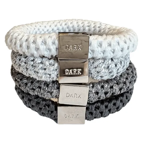 Bilde av best pris DARK Fat Hair Ties Grey With Silver 4pcs Hårpleie - Hårpynt og tilbehør - Hårstrikk