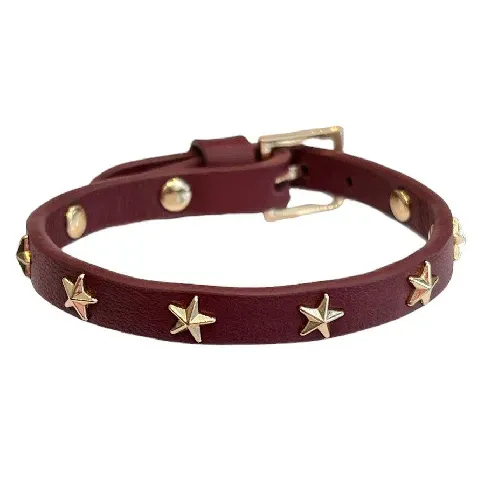 Bilde av best pris DARK Leather Star Stud Bracelet Mini Maroon Hjem & tilbehør - Smykker - Armbånd