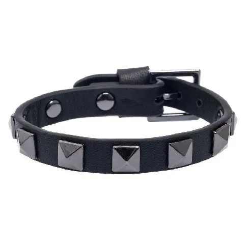 Bilde av best pris DARK Leather Stud Bracelet Black With Gun Hjem & tilbehør - Smykker - Armbånd