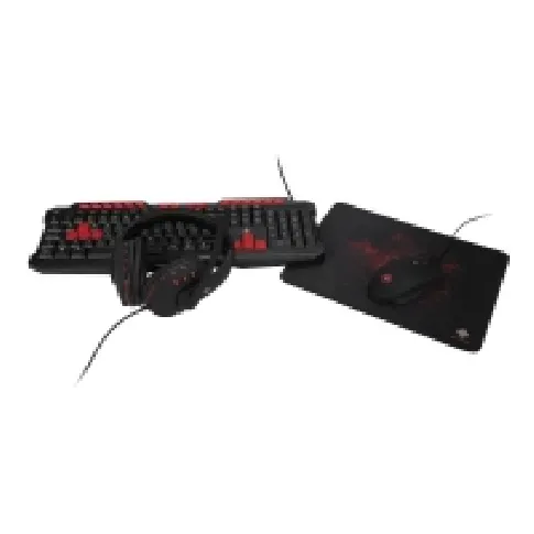 Bilde av best pris DELTACO 4-in-1 Gaming Gear Kit - Sett med tastatur, mus, hodetelefon og musepute - USB - Nordisk - svart Gaming - Gaming mus og tastatur - Gaming Tastatur
