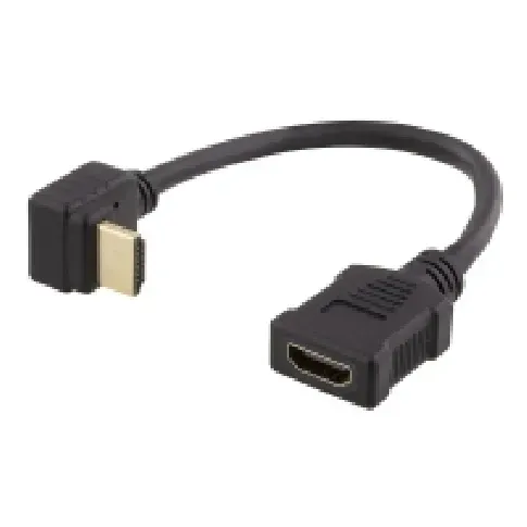Bilde av best pris DELTACO HDMI-21E - HDMI-adapter - HDMI hunn til HDMI hann vinklet nedover - 20 cm - svart PC tilbehør - Kabler og adaptere - Videokabler og adaptere