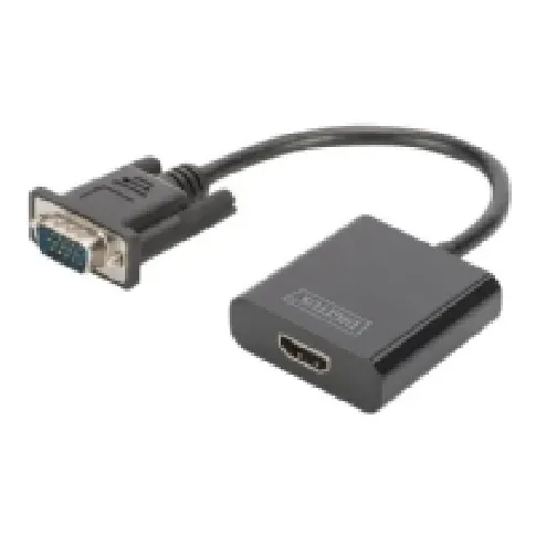 Bilde av best pris DIGITUS DA-70473 - Video adapter - HD-15 (VGA) hann til HDMI hunn - 15 cm - svart - 1080p-støtte PC tilbehør - Kabler og adaptere - Adaptere