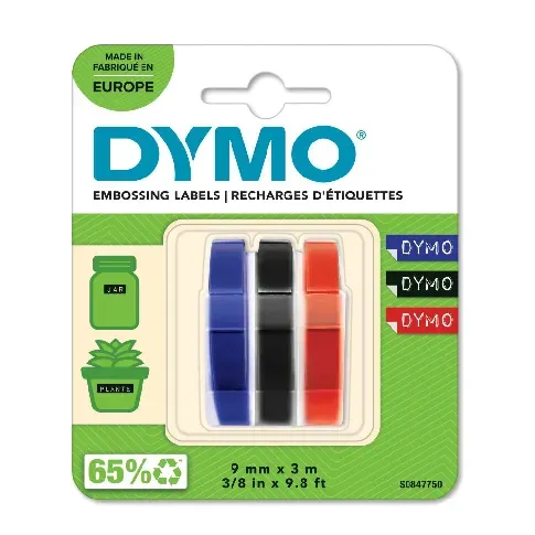 Bilde av best pris DYMO - Embosser Tape 9mm x 3m (3 pack) (S0847750) - Kontor og skoleutstyr