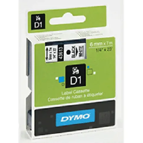 Bilde av best pris DYMO Merkebånd Dymo D1 6 mm, svart på hvit Kontorrekvisita,Merking