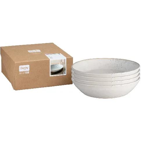 Bilde av best pris Denby Kiln pastatallerkener, 22 cm, 4-pakning, hvit og grå Plate