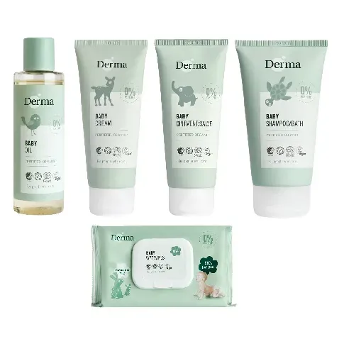 Bilde av best pris Derma - Eco Baby Shampoo/Bath 150 ml + Oil 150 ml + Cream 100 ml + Ointment 100 ml + Wet Wipes 64 pcs - Skjønnhet