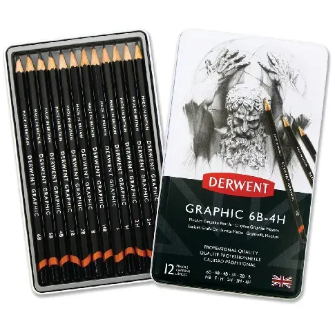 Bilde av best pris Derwent - Graphic Medium Pencils 6B-4HB (12 Tin) - Leker