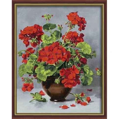 Bilde av best pris Diamond painting Rød Pelargonia Strikking, pynt, garn og strikkeoppskrifter