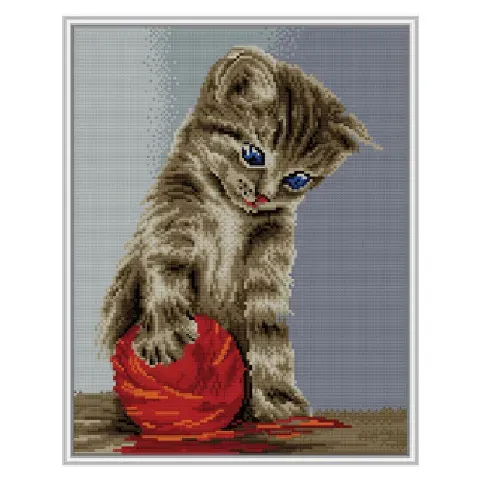 Bilde av best pris Diamond painting Rampete Katt Strikking, pynt, garn og strikkeoppskrifter