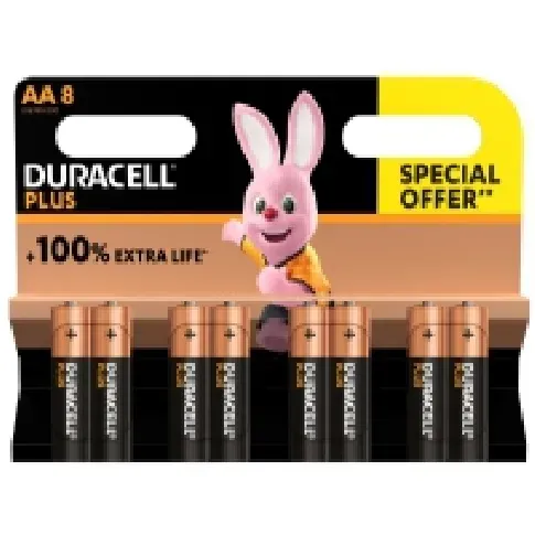 Bilde av best pris Duracell Plus 100, Engangsbatteri, AA, Alkalinsk, 1,5 V, 8 stykker, Flerfarget PC tilbehør - Ladere og batterier - Diverse batterier