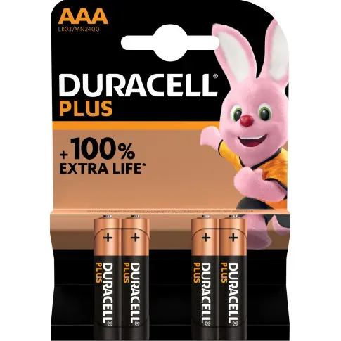 Bilde av best pris Duracell Plus AAA Alkaline Batterier - 4 stk. Hus &amp; hage > SmartHome &amp; elektronikk