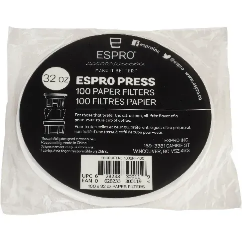 Bilde av best pris Espro 100 stk. papirfiltre til 0,9 liter Tilbehør