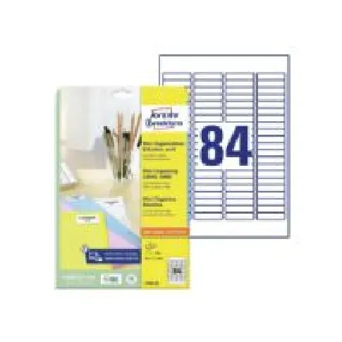 Bilde av best pris Etiketter Avery Zweckform L7656-25 hvid 1,1x4,6 cm - (84 stk. x 25 ark) Papir & Emballasje - Markering - Etiketter og Teip