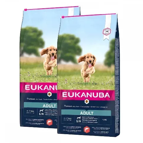 Bilde av best pris Eukanuba Adult Small & Medium Breed Salmon&Barley 2 x 12kg Hund - Hundemat - Tørrfôr