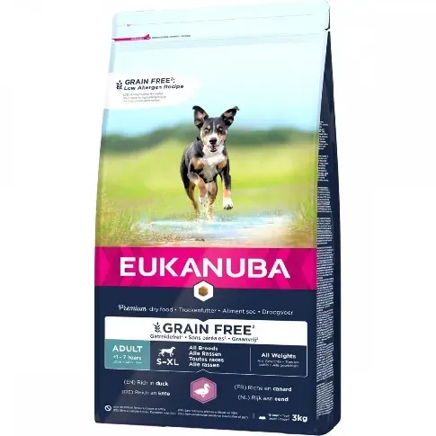 Bilde av best pris Eukanuba Dog Adult Grain Free All Breeds Duck (3 kg) Hund - Hundemat - Kornfritt hundefôr