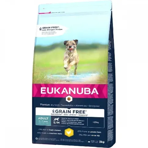 Bilde av best pris Eukanuba Dog Adult Grain Free Small & Medium Chicken (3 kg) Hund - Hundemat - Kornfritt hundefôr