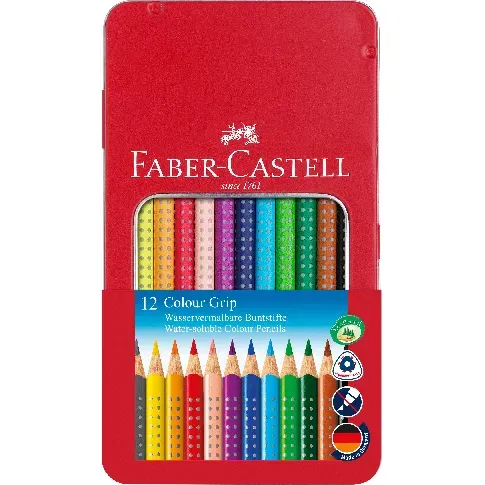 Bilde av best pris Faber-Castell - Coloured pencil Colour Grip tin of 12 (112413) - Leker
