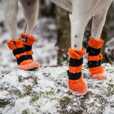 Bilde av best pris FinNero Halla Fleece Boots Oransje 4-pakk (M) Hund - Hundeklær - Hundesko & Potesokker