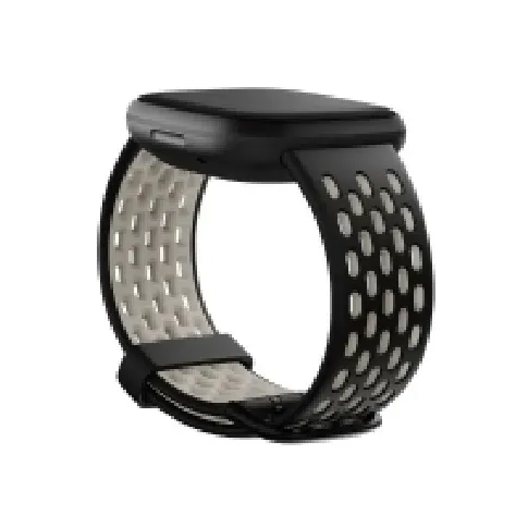 Bilde av best pris Fitbit Sport Band - Klokkestropp for smart armbåndsur - Stor størrelse - svart, månehvit - for Fitbit Sense, Versa 3 Helse - Pulsmåler - Tilbehør