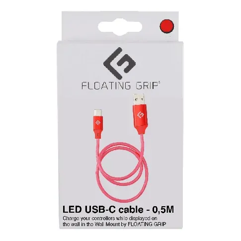 Bilde av best pris Floating Grip 0,5M LED USB-C Cable (Red) - Elektronikk