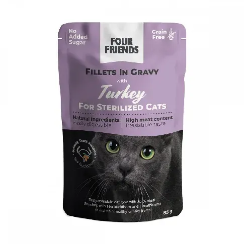 Bilde av best pris Four Friends Cat Sterilized Turky in Gravy 85 g Katt - Kattemat - Våtfôr