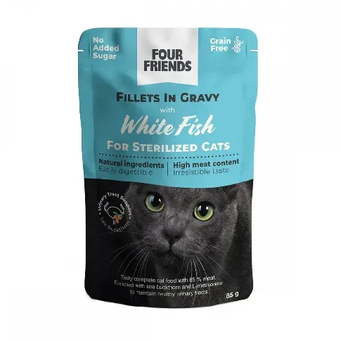 Bilde av best pris Four Friends Cat Sterilized White Fish in Gravy 85 g Katt - Kattemat - Våtfôr