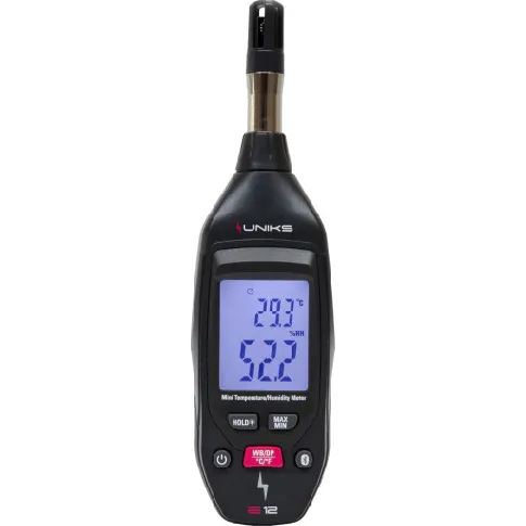 Bilde av best pris Fuktighets- og temperaturmåling med Bluetooth og app, UNIKS E12 Backuptype - El