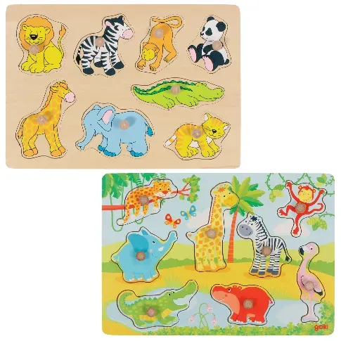 Bilde av best pris GOKI - African baby animals&Zoo animals, Lift out puzzle (1240209/1240262) - Leker