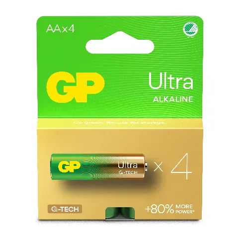 Bilde av best pris GP - Ultra Alkaline AA Batteries, 15AU/LR6, 1.5V, 4-Pack - Elektronikk