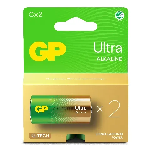 Bilde av best pris GP - Ultra Alkaline C Batteries, 14AU/LR14, 1.5V, 2-Pack - Elektronikk