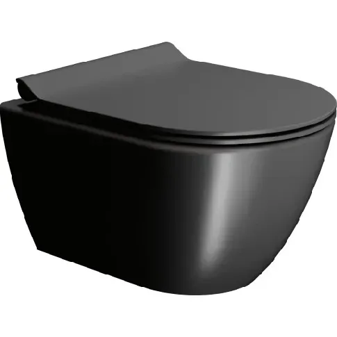 Bilde av best pris GSI Pura vegghengt toalett, uten skyllekant, rengjøringsvennlig, matt sort Baderom > Toalettet