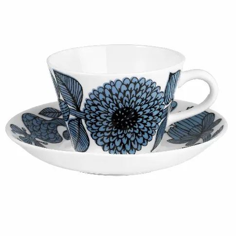 Bilde av best pris Gustavsberg Blå Aster kaffekopp med skål, 15 cl Kopp med underkopp