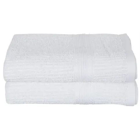 Bilde av best pris Håndklær - 2 stk. 50x100 cm - Hvit - 100% bomull - Borg Living Håndklær