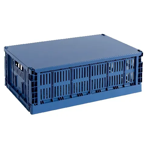 Bilde av best pris HAY Colour Crate lokk large, mørkeblå Oppbevaringskasse