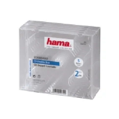Bilde av best pris Hama CD Double Jewel Case, Pack 5, 2 disker, Gjennomsiktig PC-Komponenter - Harddisk og lagring - Medie oppbevaring