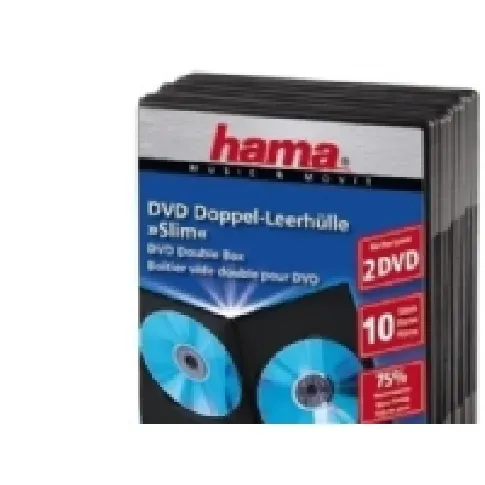 Bilde av best pris Hama DVD Slim Double-Box 10, Black, 2 disker, Sort PC-Komponenter - Harddisk og lagring - Medie oppbevaring
