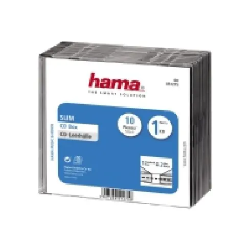 Bilde av best pris Hama - Tynn CD-oppbevaringseske - kapasitet: 1 CD - transparent svart (en pakke 10) PC-Komponenter - Harddisk og lagring - Medie oppbevaring