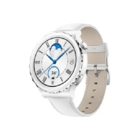 Bilde av best pris Huawei Watch GT 3 Pro - 43 mm - hvit keramikk - smartklokke med stropp - lær - hvit - håndleddstørrelse: 130-190 mm - display 1.32 - Bluetooth - 50 g Sport & Trening - Pulsklokker og Smartklokker - Smartklokker