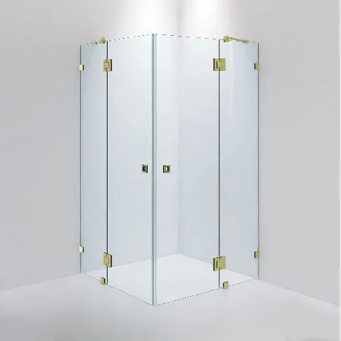 Bilde av best pris INR Iconic Nordic Rooms Dusjhjørne ARC 16 Måltilpasset Brushed Brass / Klart Glass Dusjhjørne